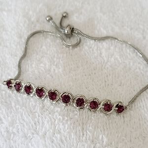 Amethyst Bolo Crystal Bracelet in Platinum Bond and Stainless Steel